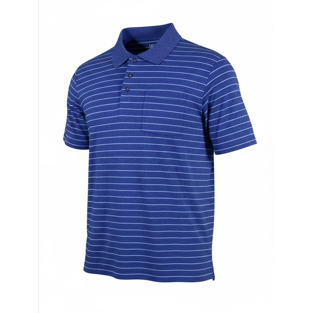 George Mens 3XL Blue Striped Short Sleeve Pocket Polo Shirt GM28Y012B006